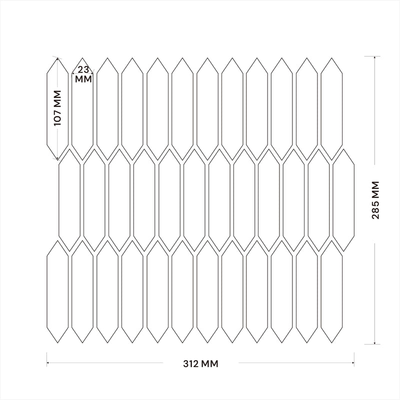 Porcelain Mosaic | Long Hexagon | 23x107 | XJJ2310704 | Gloss
