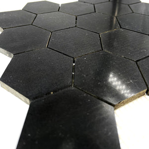 Hexagon Marble Mosaic Black LB05 Polished