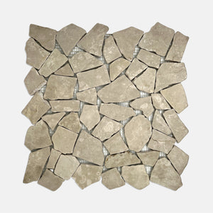 Crazy Pave Marble Mosaic Bianco Perlino LC01 Tumbled