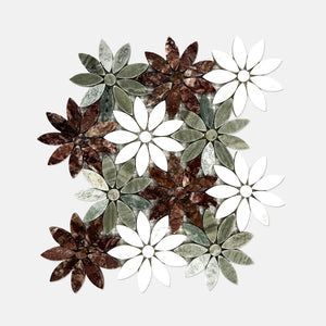 Flower Marble Mosaic Red Green White LG20 Polished