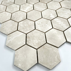 Hexagon Marble Mosaic Bianco Perlino LV03 Polished