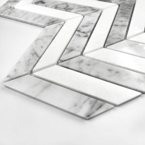 Chevron Marble Mosaic Carrara White LW02 Polished