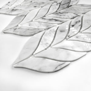 Chevron Marble Mosaic Carrara White LW03 Polished