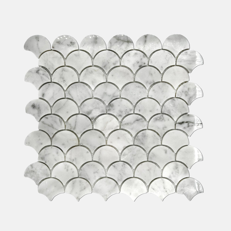 FanShape Marble Mosaic Carrara White LW04 Polished