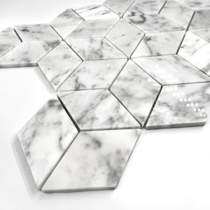 Diamond Marble Mosaic Carrara White LW07 Polished