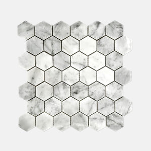 Hexagon Marble Mosaic Carrara White LW08 Polished