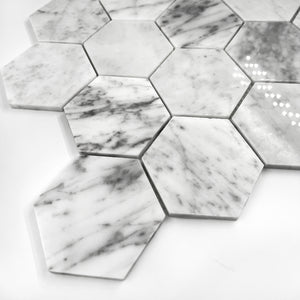 Hexagon Marble Mosaic Carrara White LW09 Polished