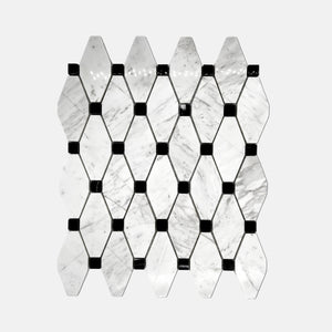 Hexagon Marble Mosaic Carrara White Black LW10 Polished