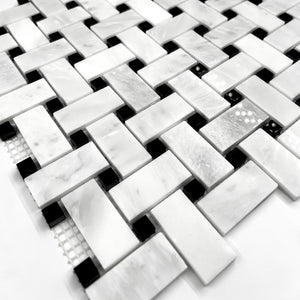 Blocky Marble Mosaic Black White LW13 Polished