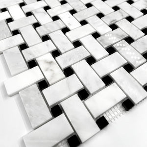 Blocky Marble Mosaic Black White LW14 Polished