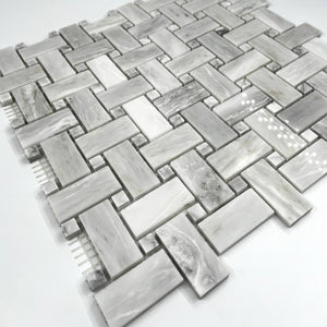 Blocky Marble Mosaic White LW16 Polished