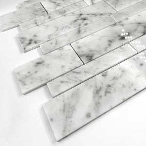 Rectangle Marble Mosaic Carrara White LW21 Polished