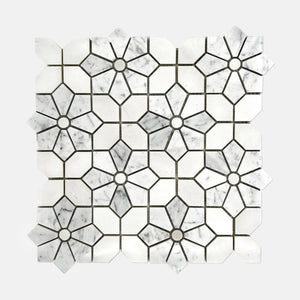 Flower Marble Mosaic Carrara White LW26 Polished
