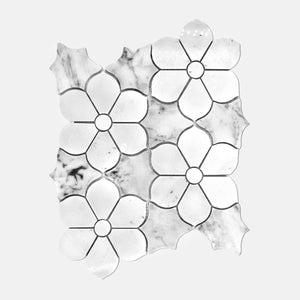 Flower Marble Mosaic Carrara White LW28 Polished