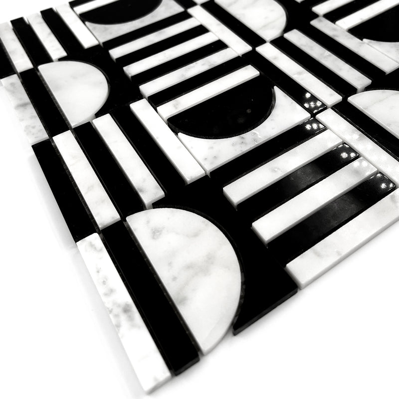 Special Marble Mosaic Black White LW42 Polished